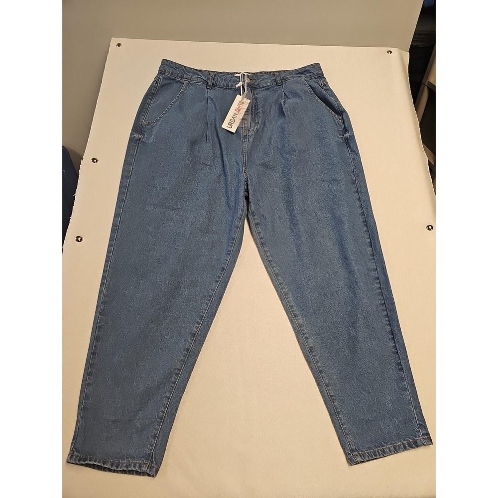 Urban Bliss Women's Pleated Wide-Leg Jeans Medium Wash Jeans Size 20 New